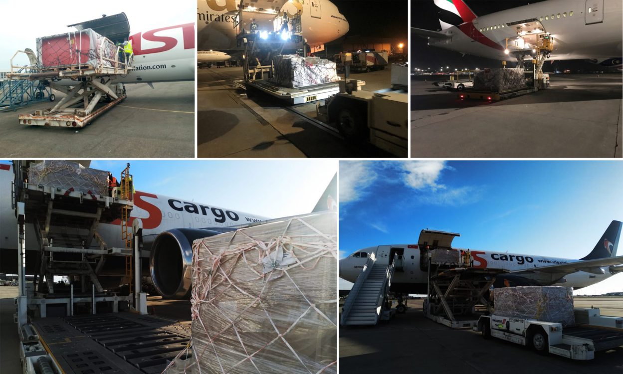 College of cargo being loaded to aircrafts