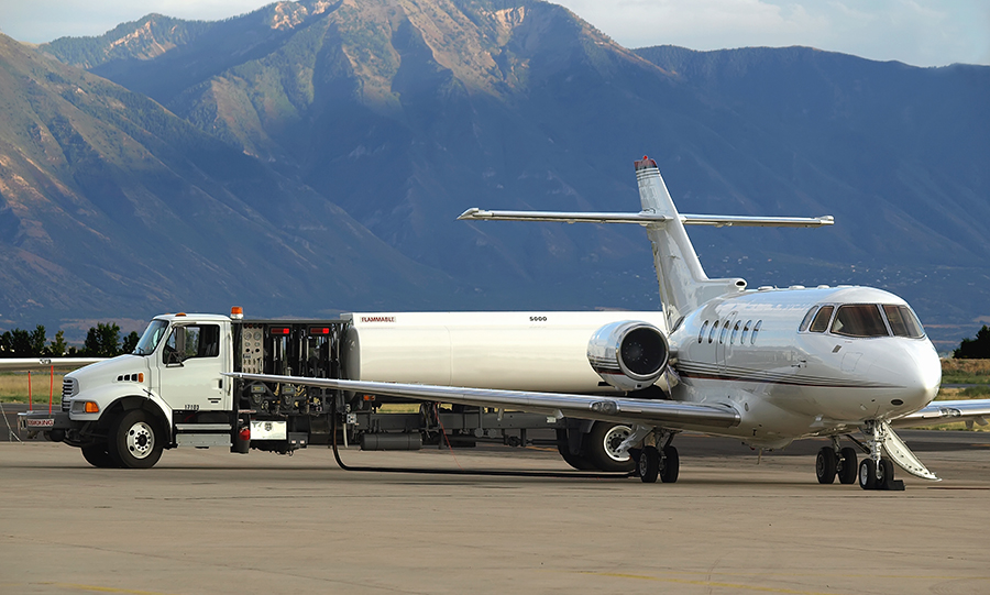 private jet refuelling getting ready for take off