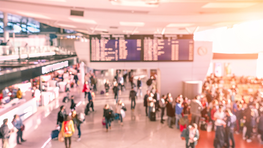 a busy commercial airport