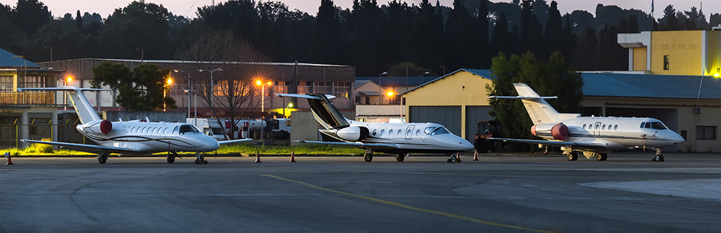 vip jet travel on runway