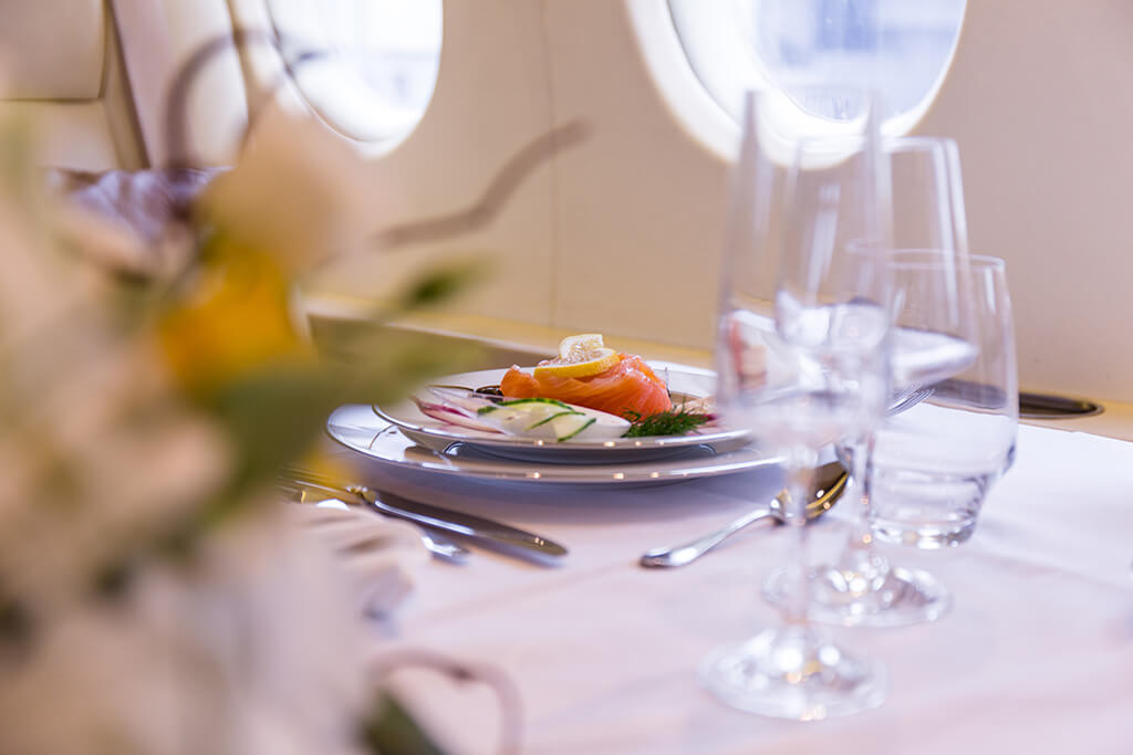 chartered private jet food