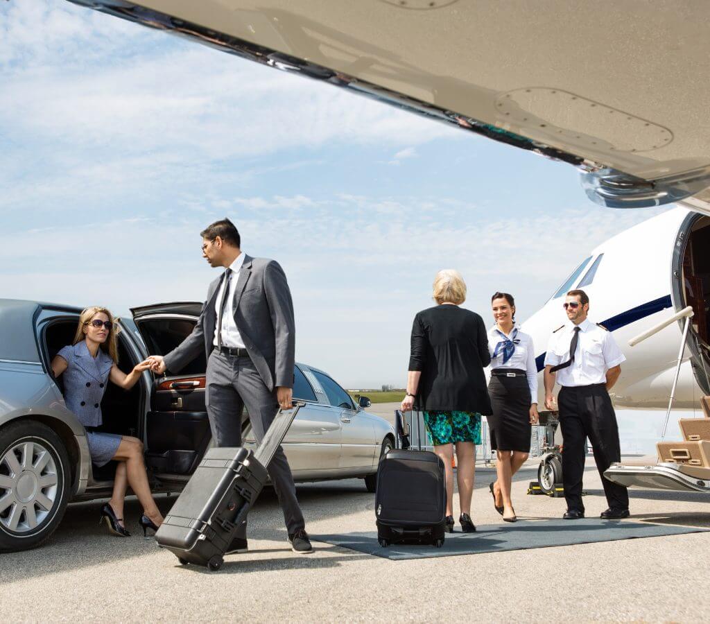 Boarding on private jet