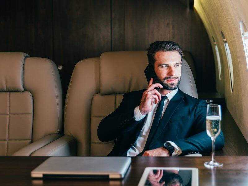 business man on jet