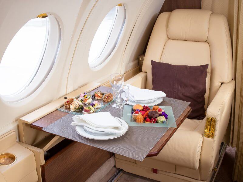 lunch on a private jet
