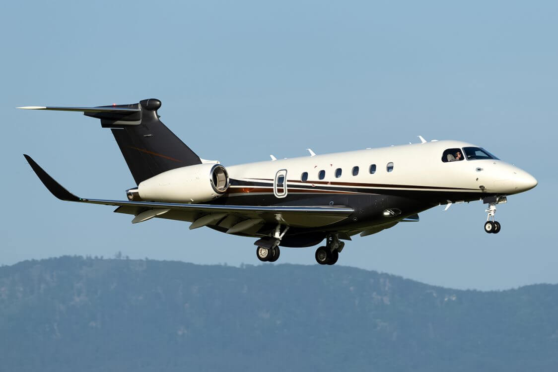 Luxury private jet flying to its destination