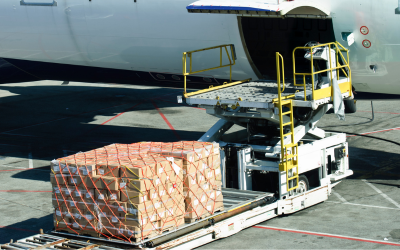 Airfreight aircraft waiting for cargo to be loaded