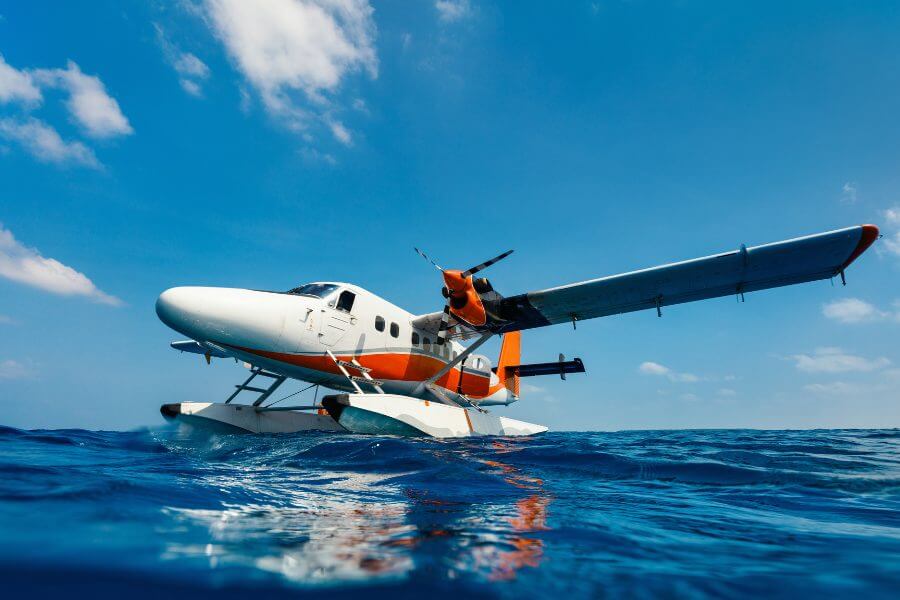 Private jet charter at Whitehaven Beach, Whitsunday Island, Queensland, Australia
